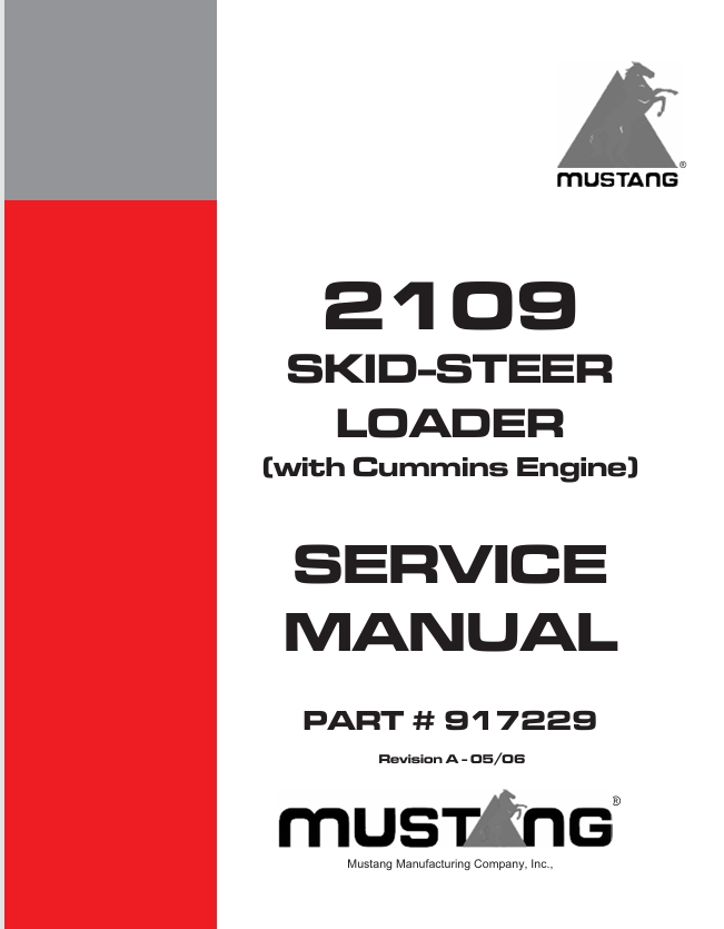 Mustang 2109 Skid Steer Loader (917229) Service Manual PDF Download