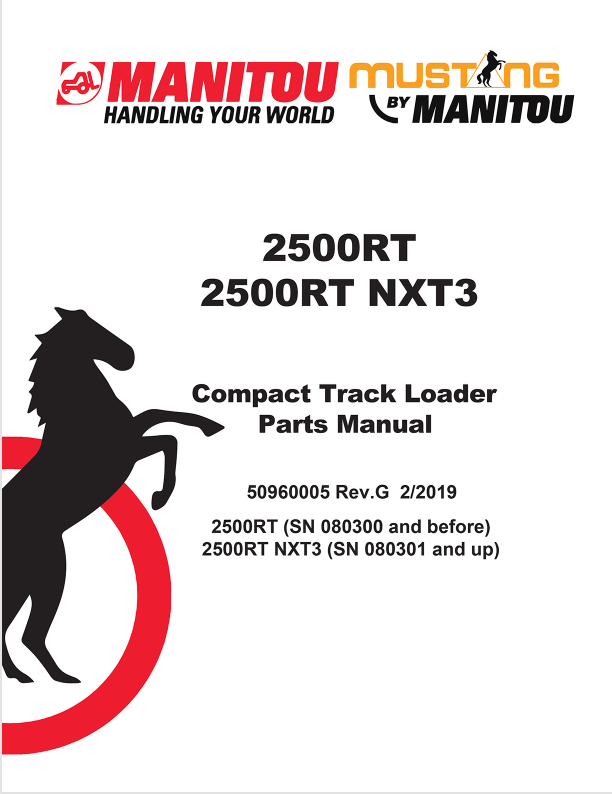 MUSTANG 2500RT Compact Track Loader (50960005) Parts Manual PDF File