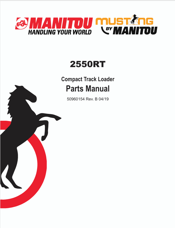 MUSTANG 2550RT Compact Track Loader (50960154) Parts Manual PDF File