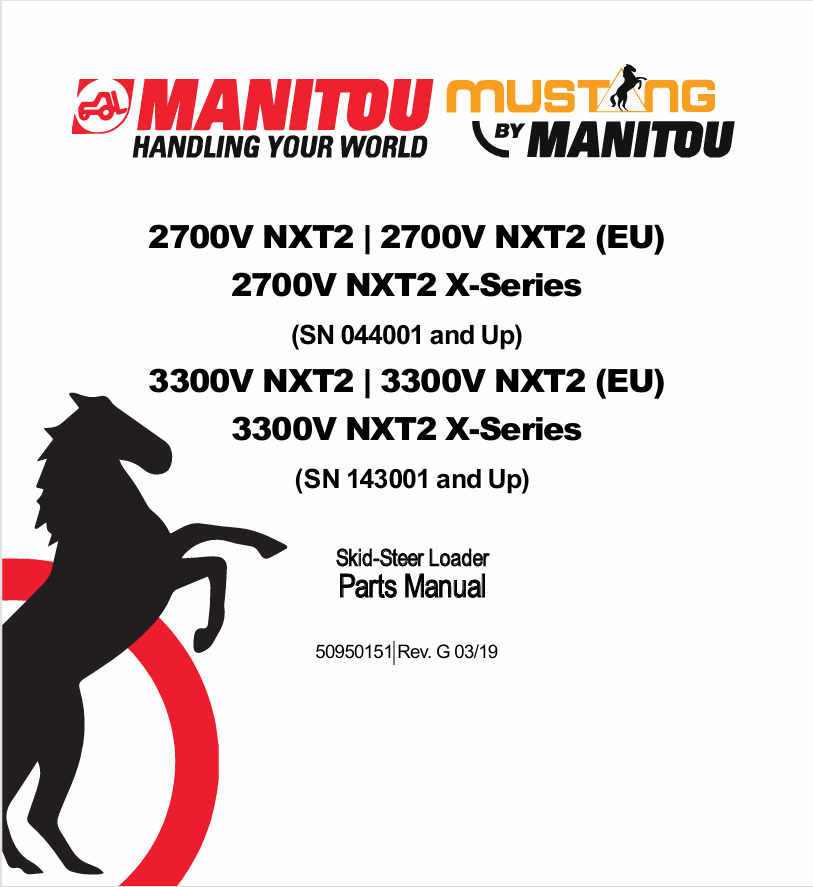 MUSTANG 2700V NXT2 SKID STEER LOADER (50950151) PARTS MANUAL - PDF FILE