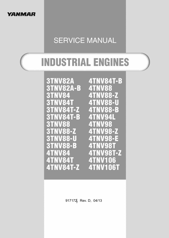 Mustang 3TNV82A, 3TNV82A-B & 3TNV84 (917172) Service Manual PDF Download