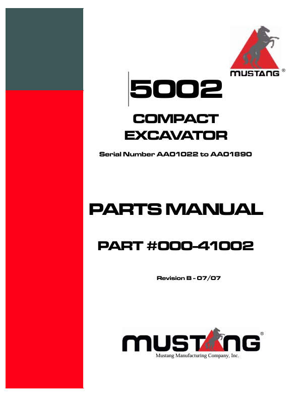 MUSTANG 5002 (000-41002) Parts Manual – PDF File Download