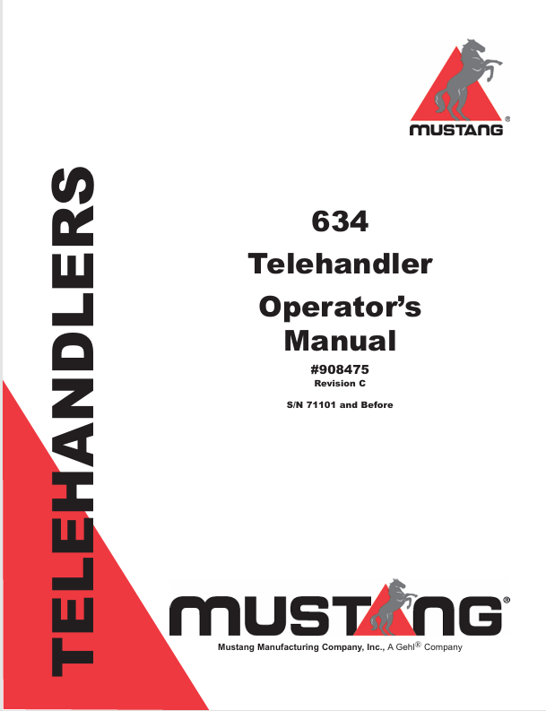 Mustang 634 Telehandler (908475) Operator's Manual PDF Download