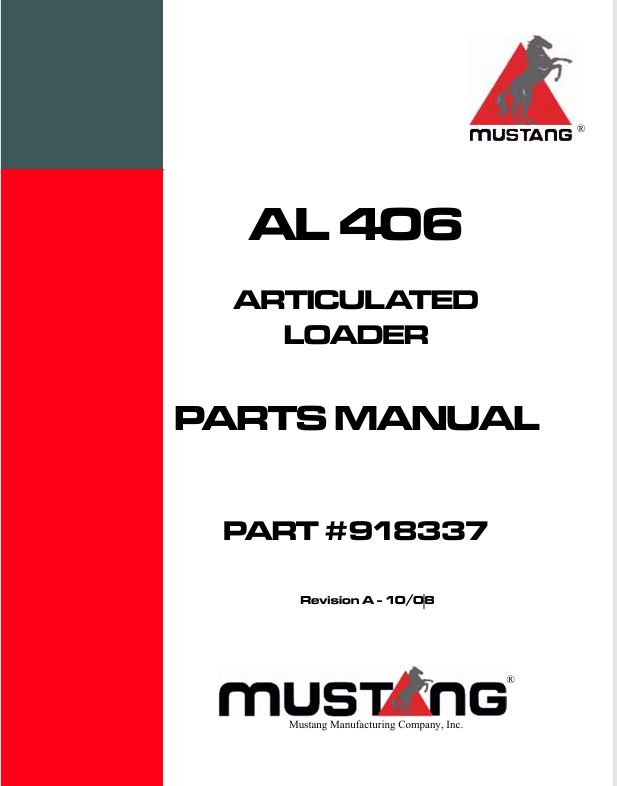 MUSTANG AL 406 Articulated Loader (918337) Parts Manual PDF File