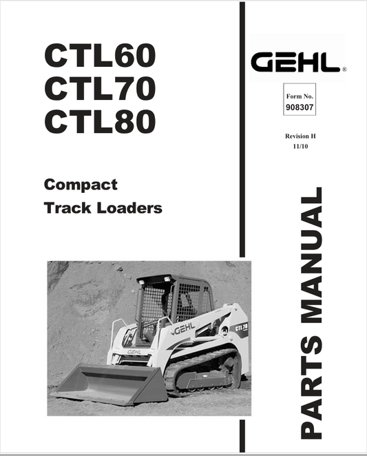 MUSTANG CTL60, CTL70, CTL80 Compact Tractor Loaders (908307) Parts Manual PDF Download