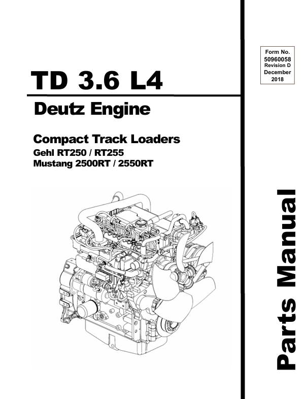 MUSTANG DEUTZ TD 3.6 L4 (50960058) Parts Manual PDF Download