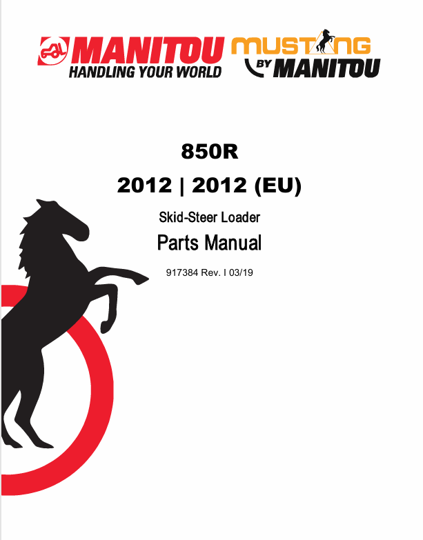 Mustang Manitou 850R Skid Steer Loader (917384) Parts Manual PDF Download