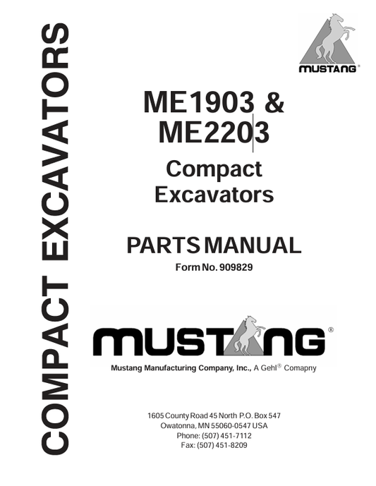 MUSTANG ME1903, ME2203 (909829) Parts Manual PDF File