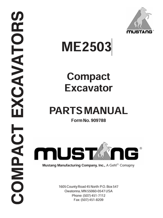 MUSTANG ME2503 (909788) Parts Manual PDF – Complete Illustrated Parts Catalog