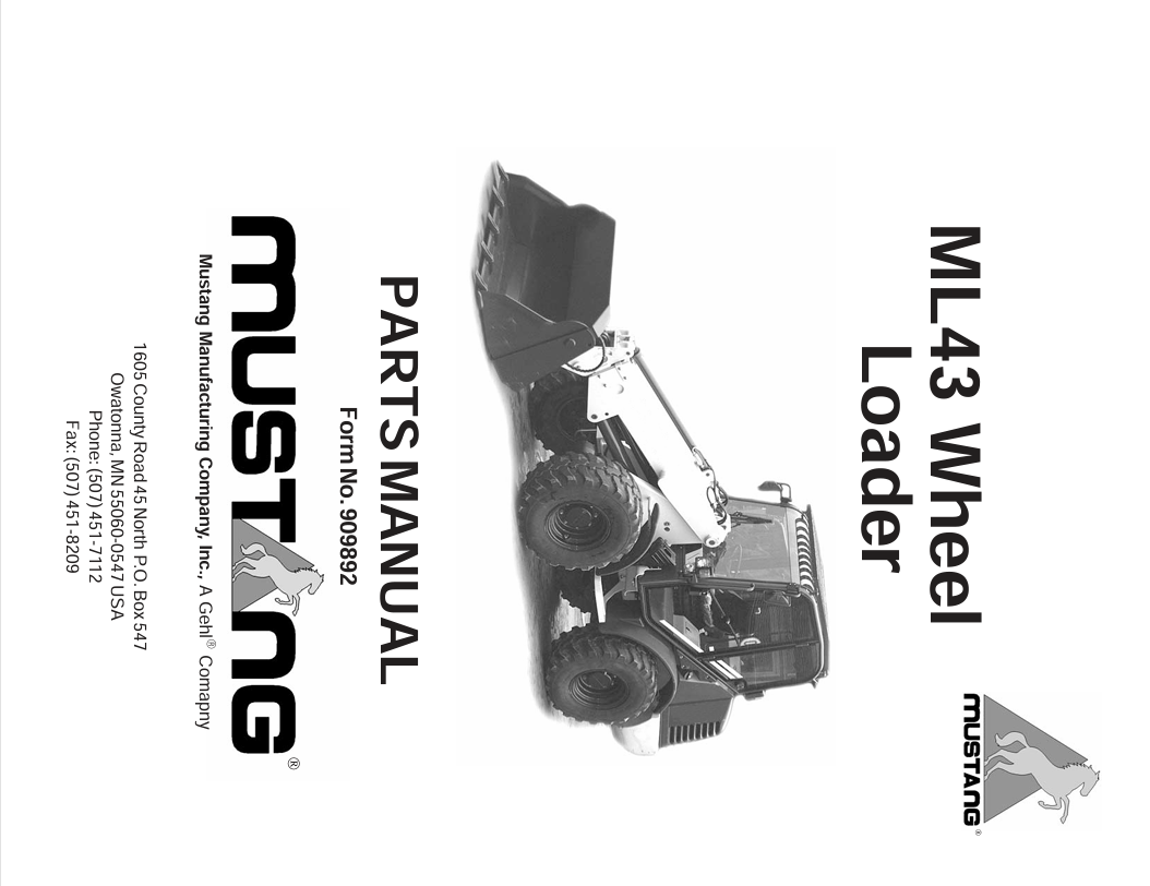 MUSTANG ML52 ALL WHEEL LOADER (909894) PARTS MANUAL - PDF FILE