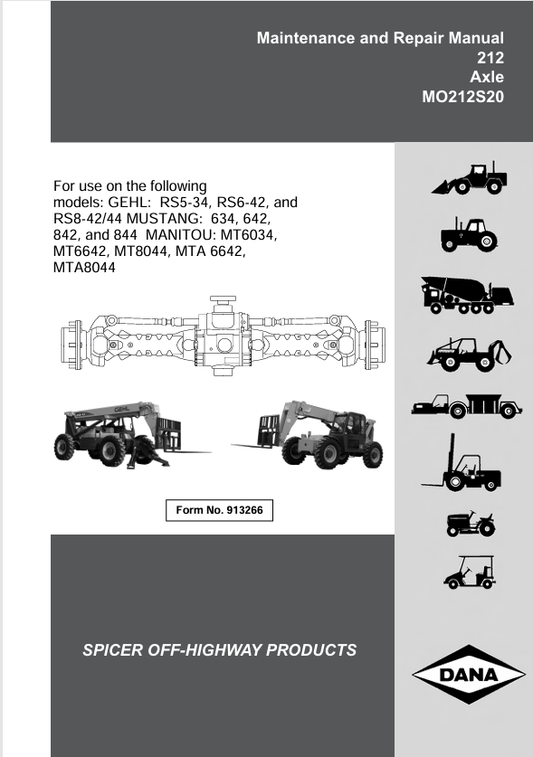 Mustang Manitou MT6034 MT6642 MT8044 MTA6642 MTA8044 (913266) Maintenance & Repair Manual PDF