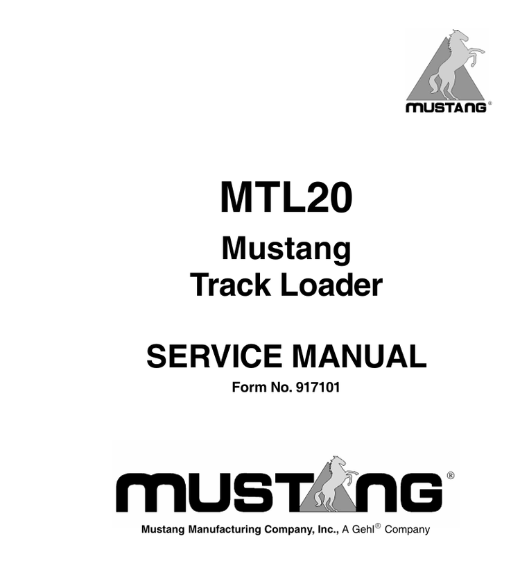 Mustang MTL20 Track Loader (917101) Service Manual PDF Download