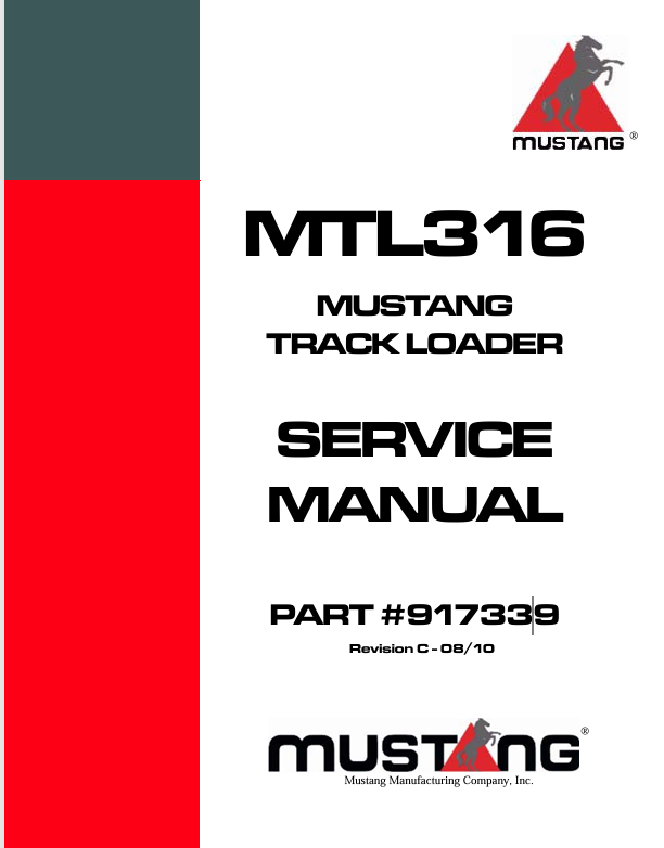 Mustang MTL316 Track Loader (917339) Service Manual PDF – Repair & Maintenance Guide
