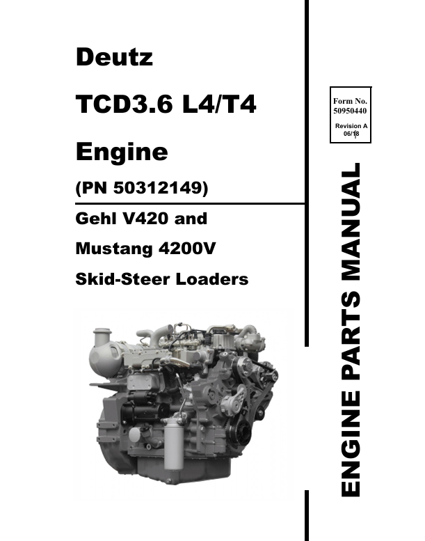MUSTANG DEUTZ TCD3.6 L4/T4 (50950440) Parts Manual PDF File