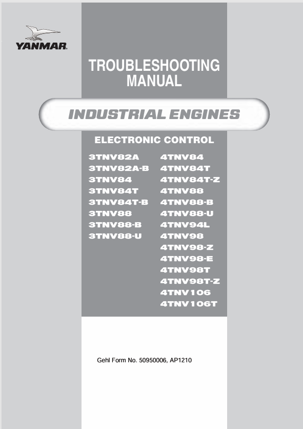 MUSTANG YANMAR 3TNV82A to 4TNV98T (5095000) Troubleshooting Manual PDF