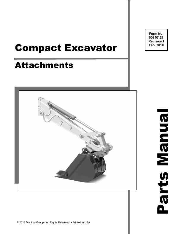 Mustang Z17, 170Z & 170Z NXT 2 Compact Excavator (50940127) Parts Manual