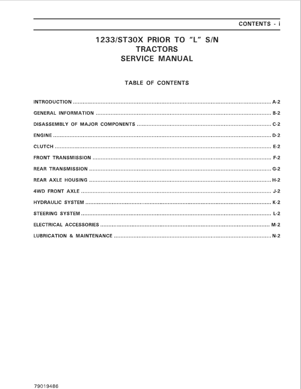 Massey Ferguson 1233 ST30X Tractor Service Repair PDF