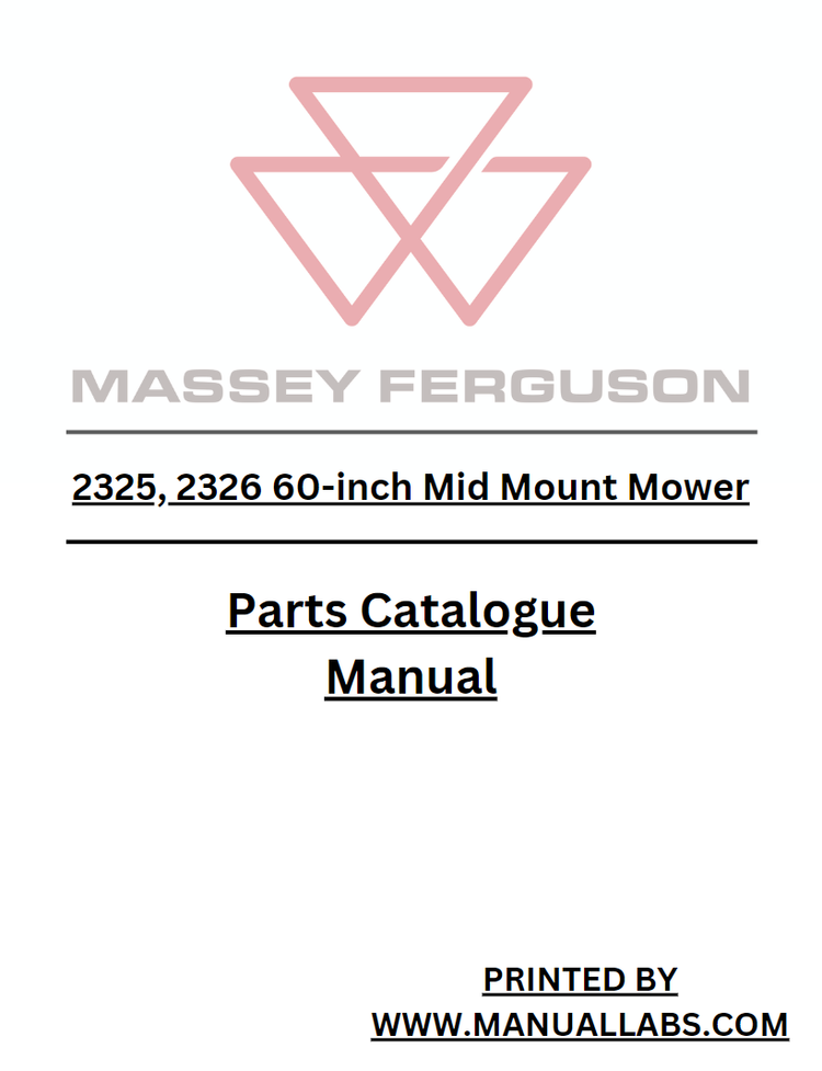 Massey Ferguson 2325, 2326 60-Inch Mid Mount Mower Parts Catalog – PDF
