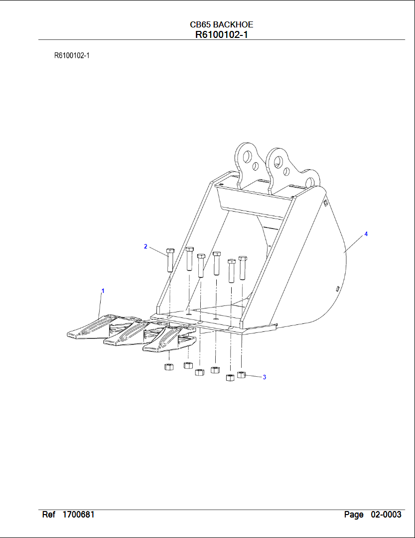 Massey Ferguson CB65 Backhoe Parts Catalogue 79036764