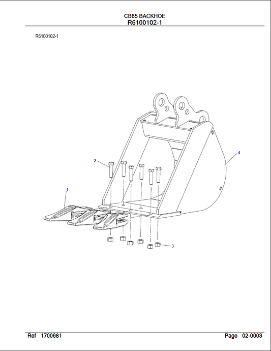 Massey Ferguson CB65 Backhoe Parts Catalogue 79036764