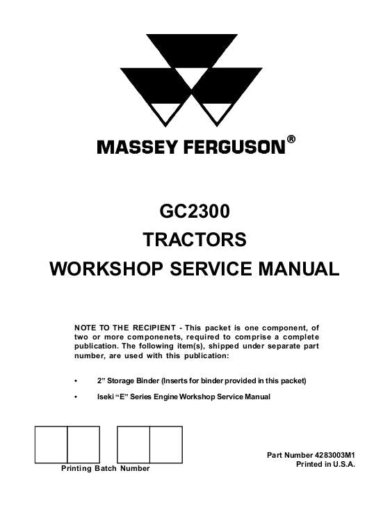 Massey Ferguson GC2300 Compact Tractor Workshop Service Repair PDF