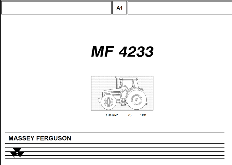 Massey Ferguson MF 4233 Tractor Parts Catalog - PDF Download