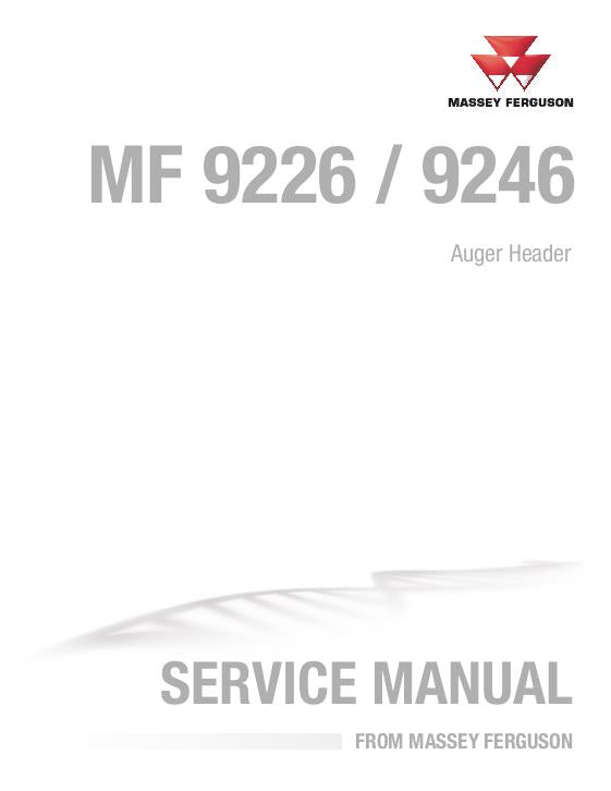 Massey Ferguson MF 9226, MF 9246 Auger Header Service Repair - PDF