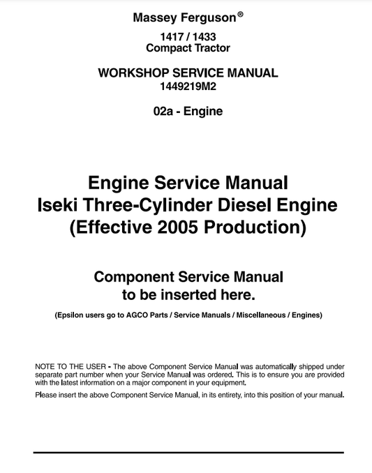 Massey Ferguson 1417 & 1423 Tractor Service Repair PDF