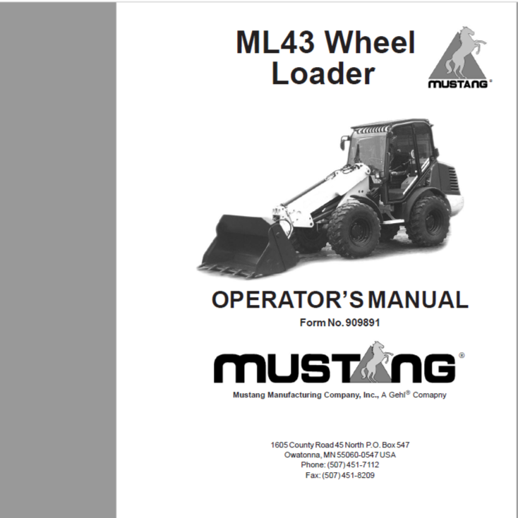 Mustang MTL320 - Mustang ML43 Wheel Steer Operator Manual 909891A PDF File Download