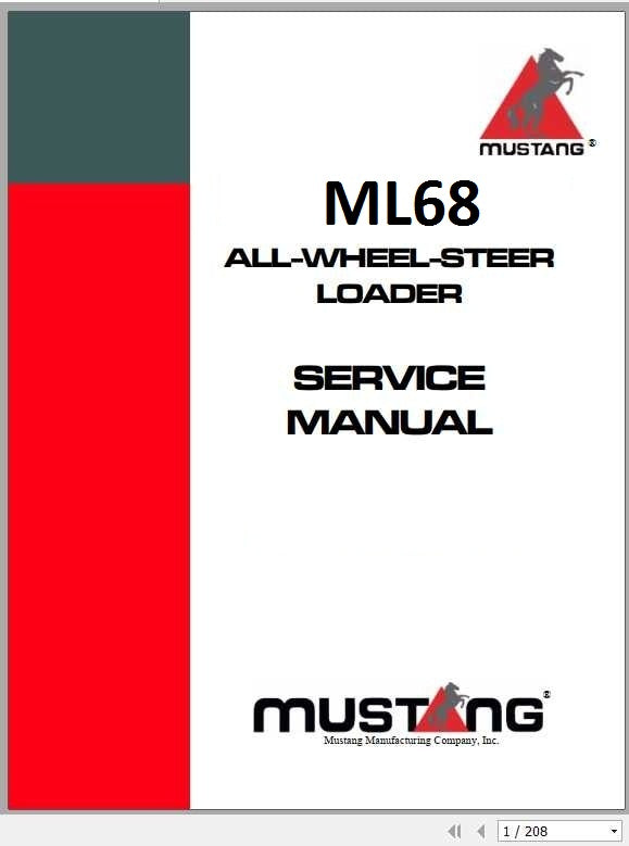 Mustang ML68 Wheel Loader Service Repair Manual 918142 Instant Download PDF