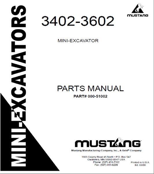 Mustang ME3602 Parts Catalog Manual (000-51002A) PDF Download