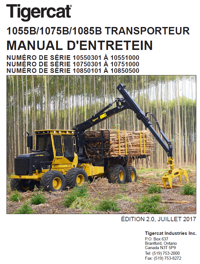 TIGERCAT 1055B FORWARDER SERVICE REPAIR MANUAL (10550301-10551000)