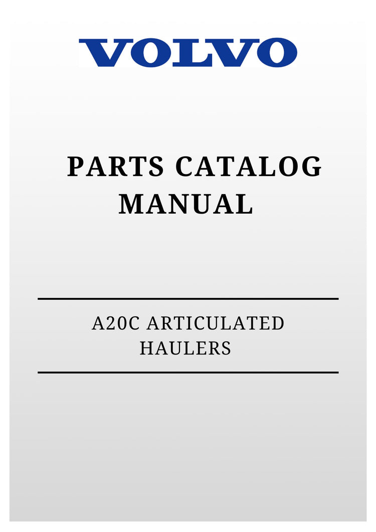 VOLVO A20C ARTICULATED HAULERS (ART) PARTS CATALOG MANUAL
