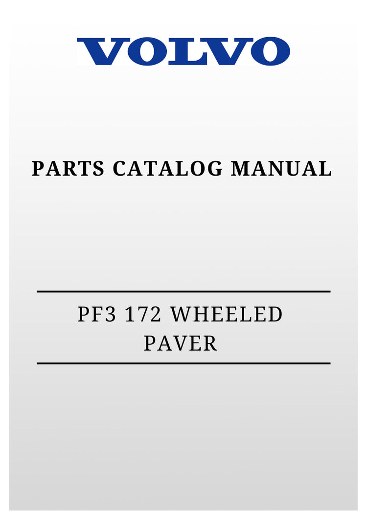 VOLVO PF3 172 WHEELED PAVER PARTS CATALOG MANUAL SN 197507-99999