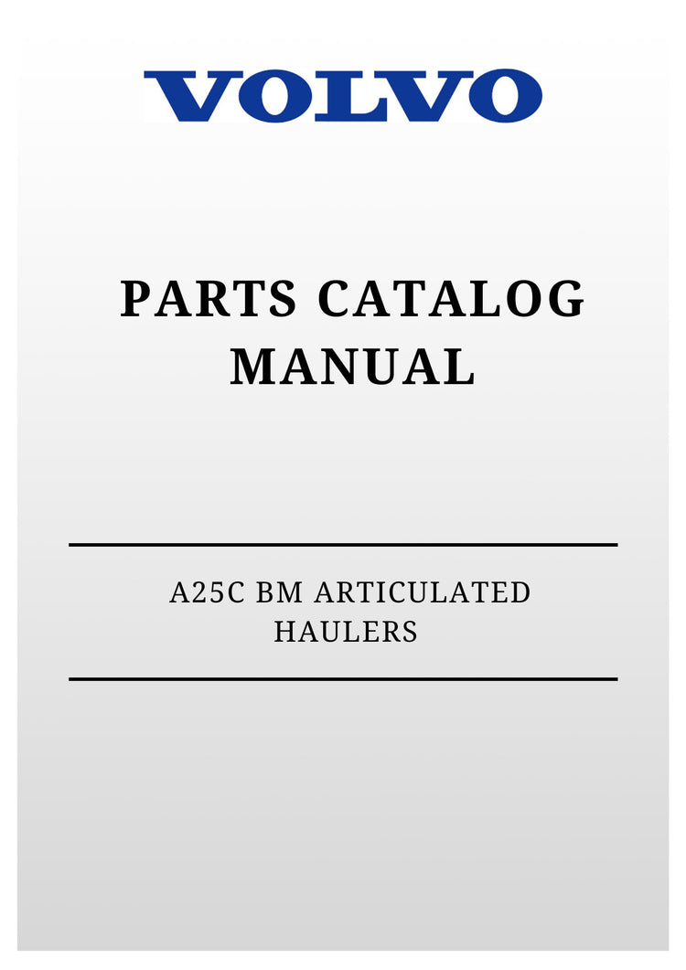 VOLVO A25C BM ARTICULATED HAULERS (ART) PARTS CATALOG MANUAL