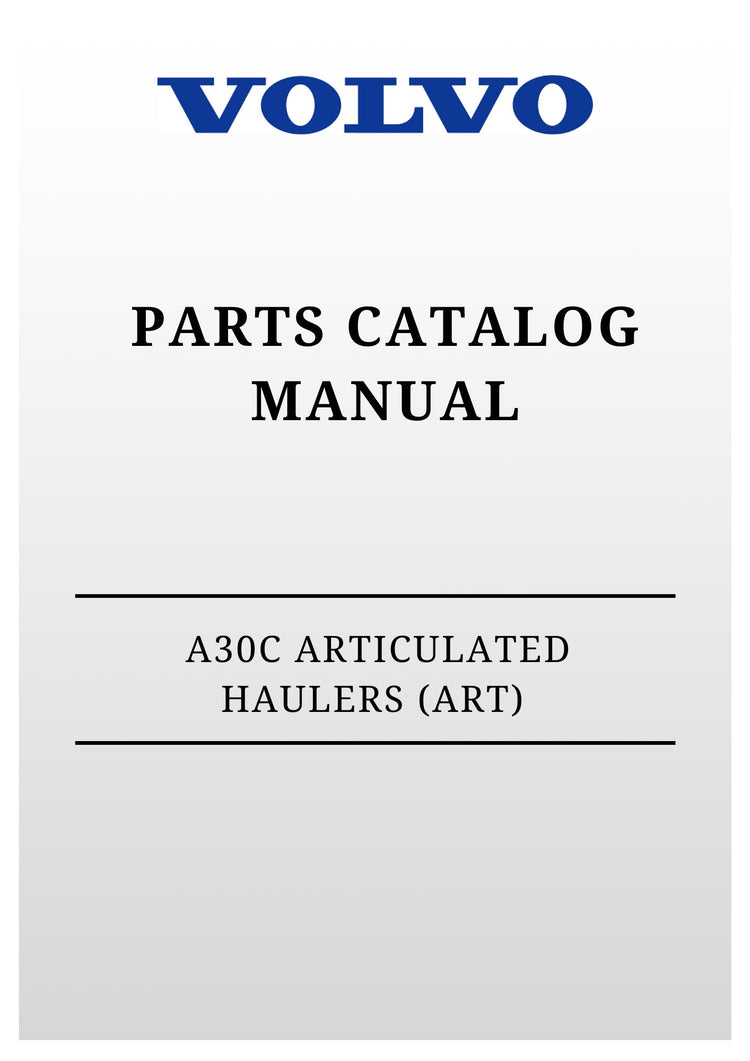 VOLVO A30C BM ARTICULATED HAULERS (ART) PARTS CATALOG MANUAL