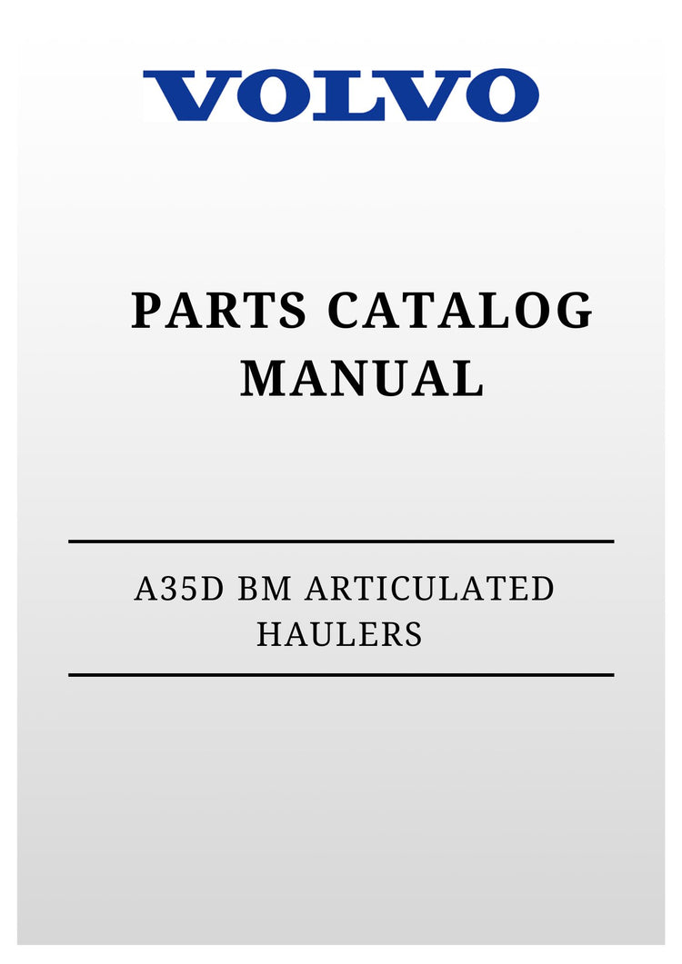 VOLVO A35D BM ARTICULATED HAULERS (ART) PARTS CATALOG MANUAL