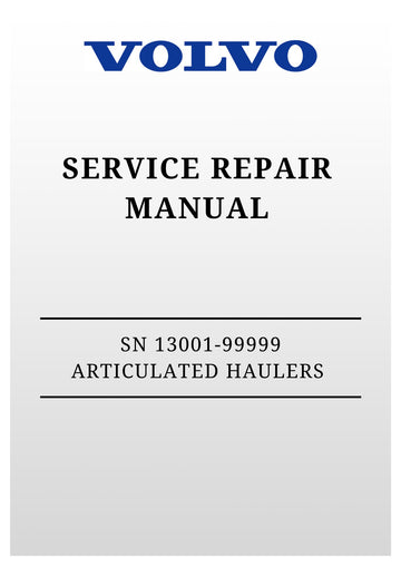 VOLVO A25F SN 13001-99999 ARTICULATED HAULERS (ART) SERVICE REPAIR