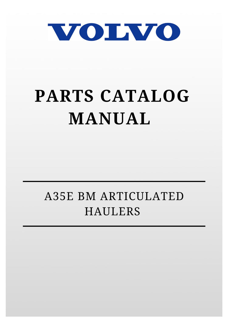 VOLVO A35E BM ARTICULATED HAULERS (ART) PARTS CATALOG MANUAL