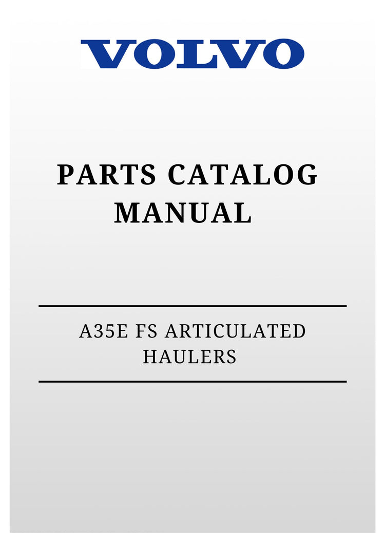 VOLVO A35E FS ARTICULATED HAULERS (ART) PARTS CATALOG MANUAL