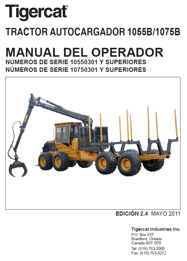 TIGERCAT 1055B FORWARDER OPERATOR/USER MANUAL (10550301-10551000)