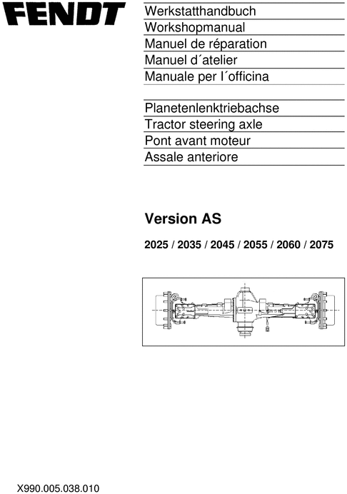 Service Repair Manual - Fendt 400, 700 steering axle AS 2025, 2035, 2045 Download PDF