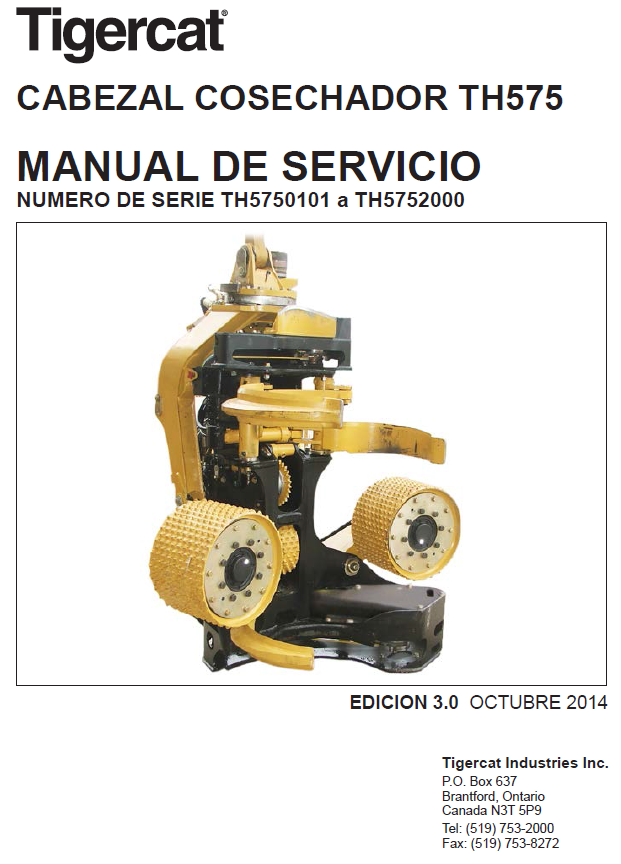 TIGERCAT TH575 HARVESTING HEAD SERVICE REPAIR MANUAL (5750101-5752000)