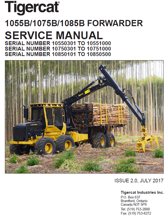 TIGERCAT 1055B FORWARDER SERVICE REPAIR MANUAL (10550301-10551000)
