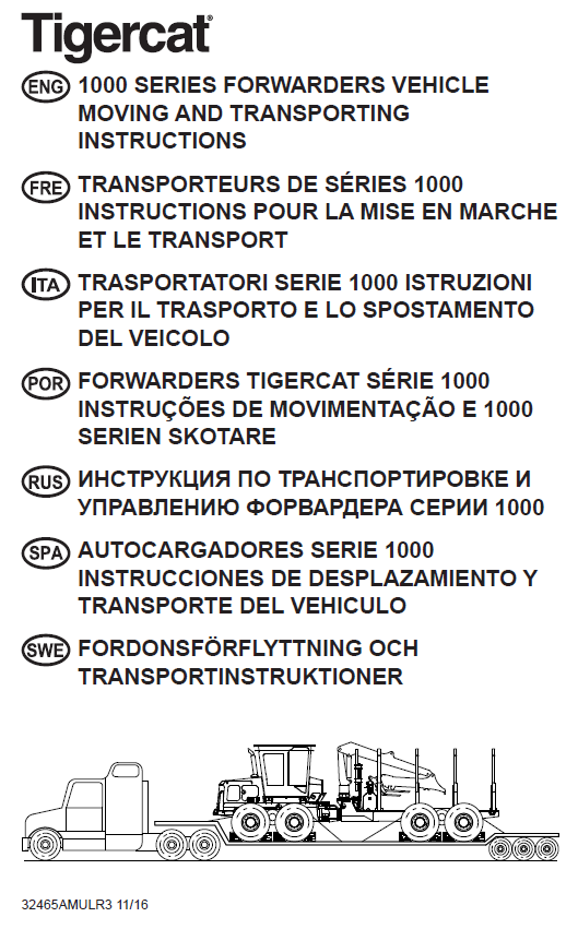 TIGERCAT 1055C FORWARDER MISCELLANEOUS MANUAL (10551001-10551500, 10551001-10551023)