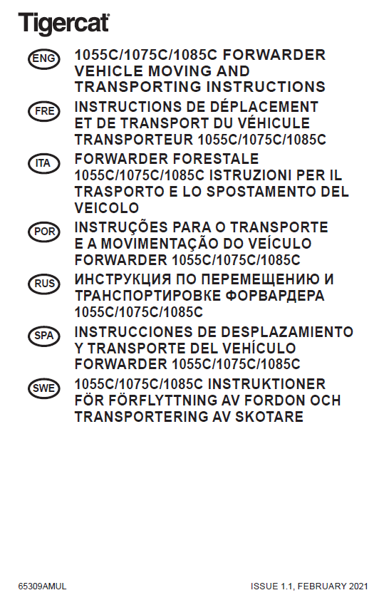 TIGERCAT 1055C FORWARDER MISCELLANEOUS MANUAL (10551001-10551500, 10551024-10551500)