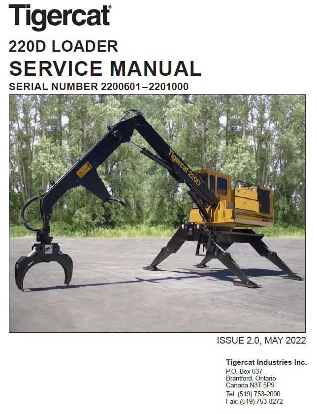 TIGERCAT 220D LOADER SERVICE REPAIR MANUAL (2200601-2201000)