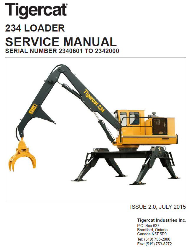 TIGERCAT 234 LOADER SERVICE REPAIR MANUAL (2340101-2342100, 2340601-2342000)