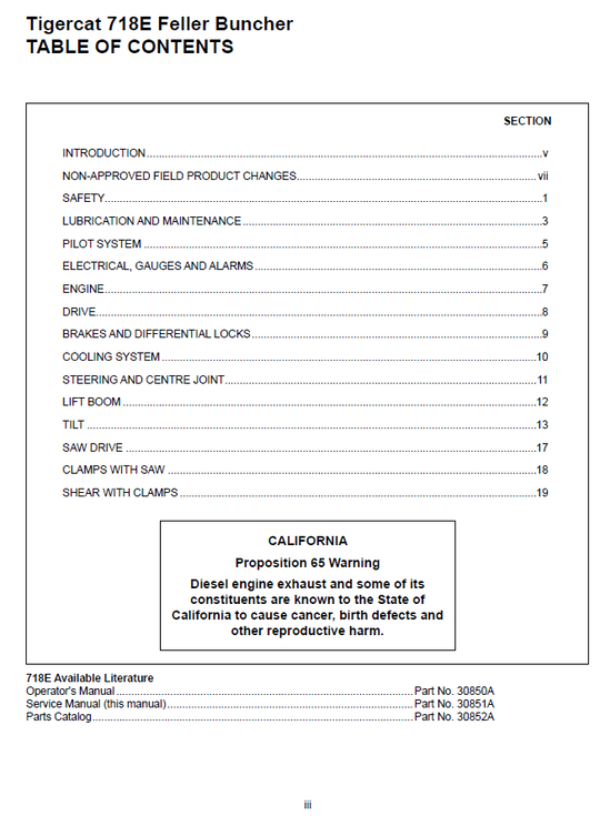 TIGERCAT 718E FELLER BUNCHER SERVICE MANUAL (7180901 - 7182000)