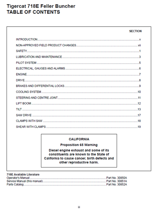 TIGERCAT 718E FELLER BUNCHER SERVICE MANUAL (7180901 - 7182000)